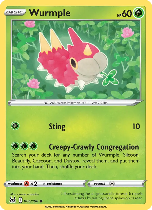 Wurmple Common Pokemon card #006 from Lost Origin