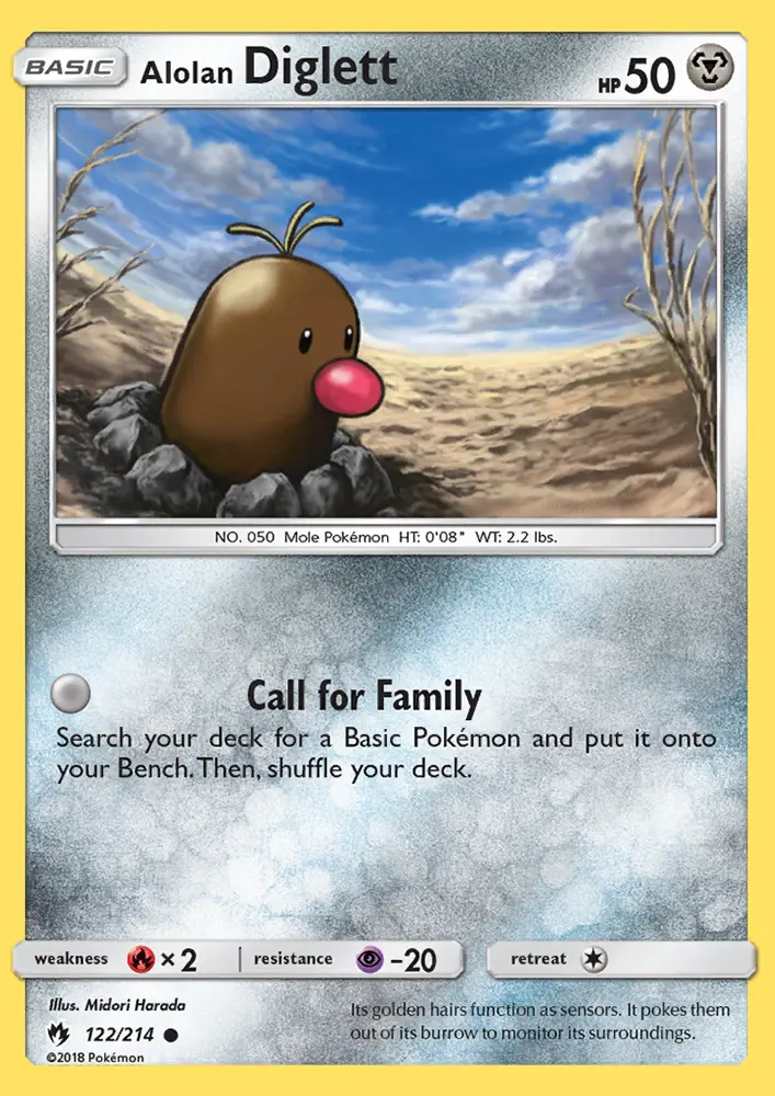 Alolan Diglett Common Pokemon card #122 from Lost Thunder