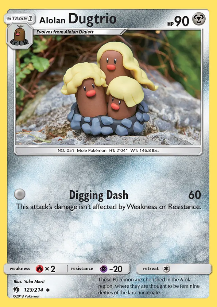 Alolan Dugtrio Uncommon Pokemon card #123 from Lost Thunder