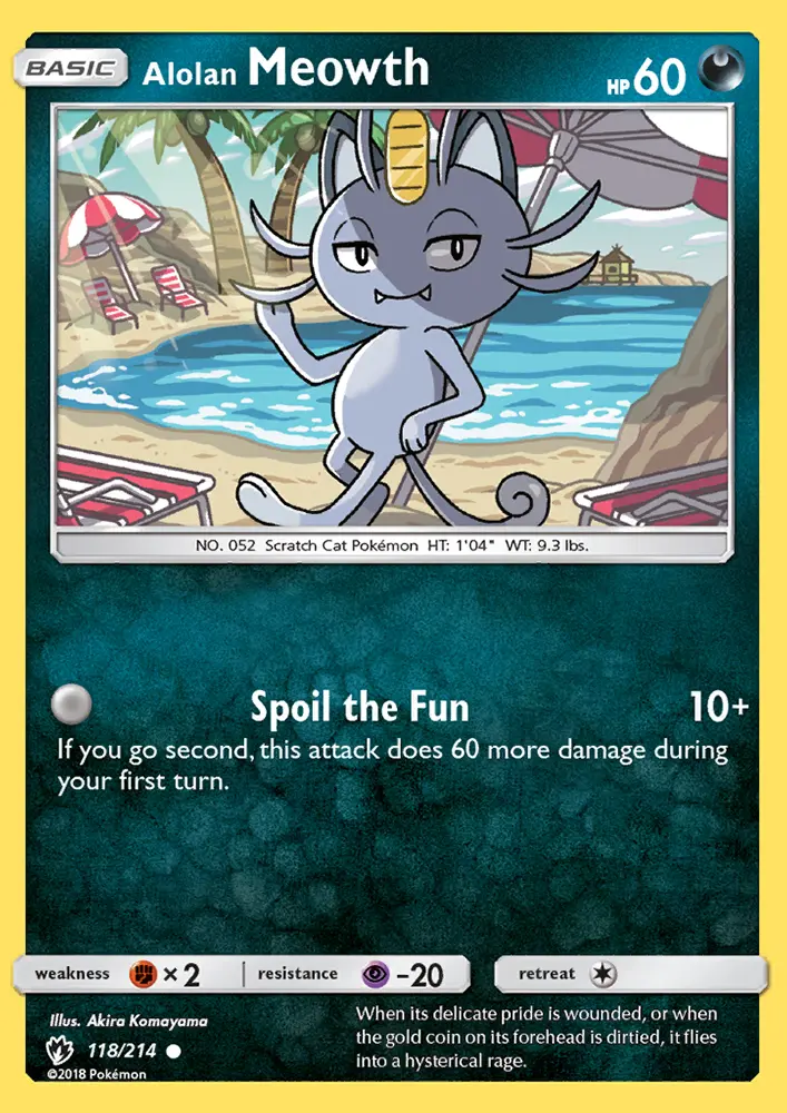 Alolan Meowth Common Pokemon card #118 from Lost Thunder
