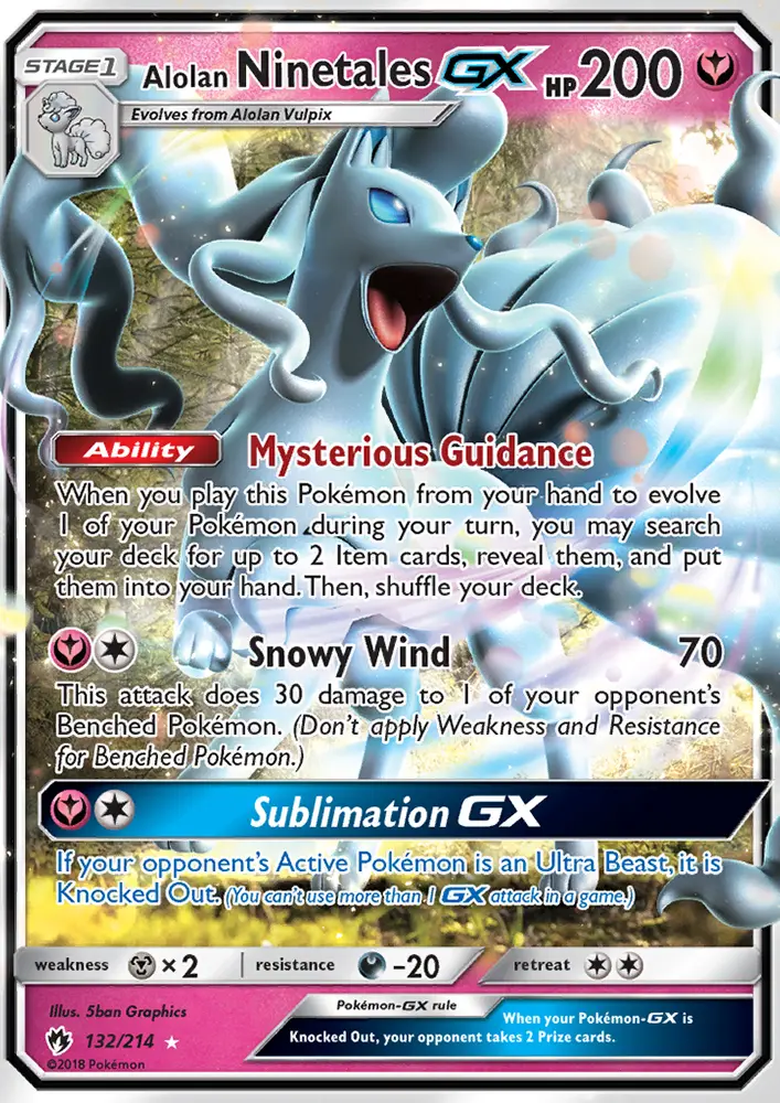 Alolan Ninetales GX Ultra Rare Pokemon card #132 from Lost Thunder