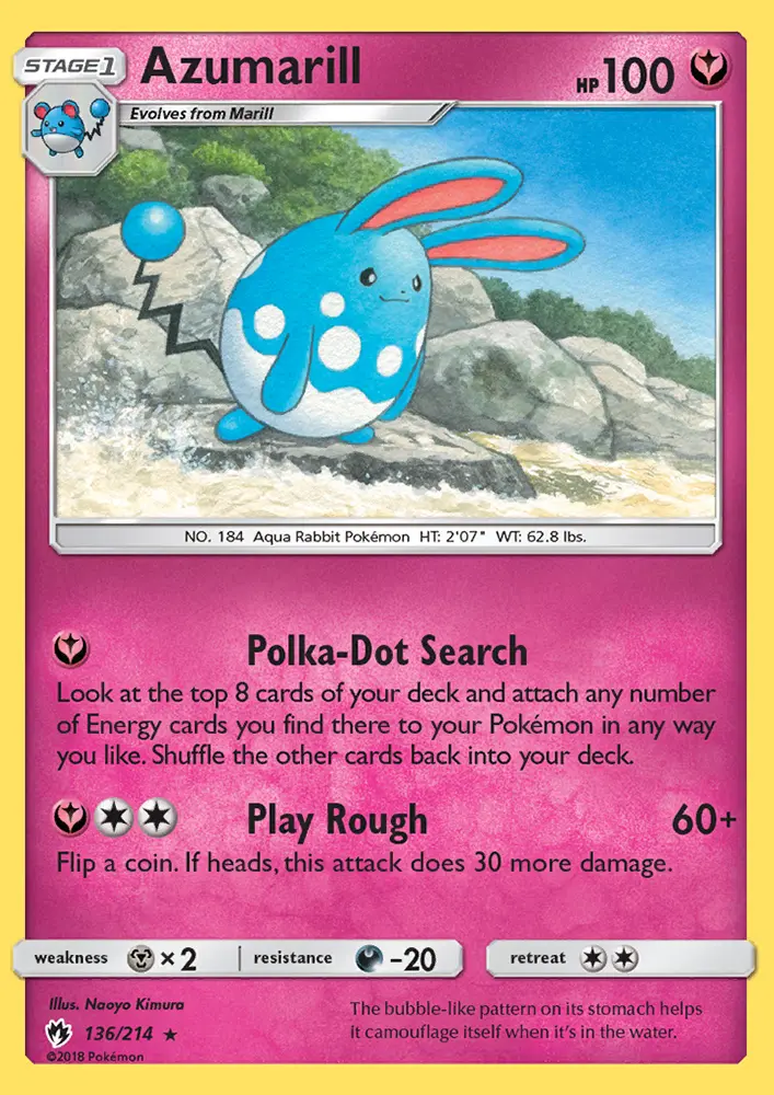 Azumarill Rare Pokemon card #136 from Lost Thunder
