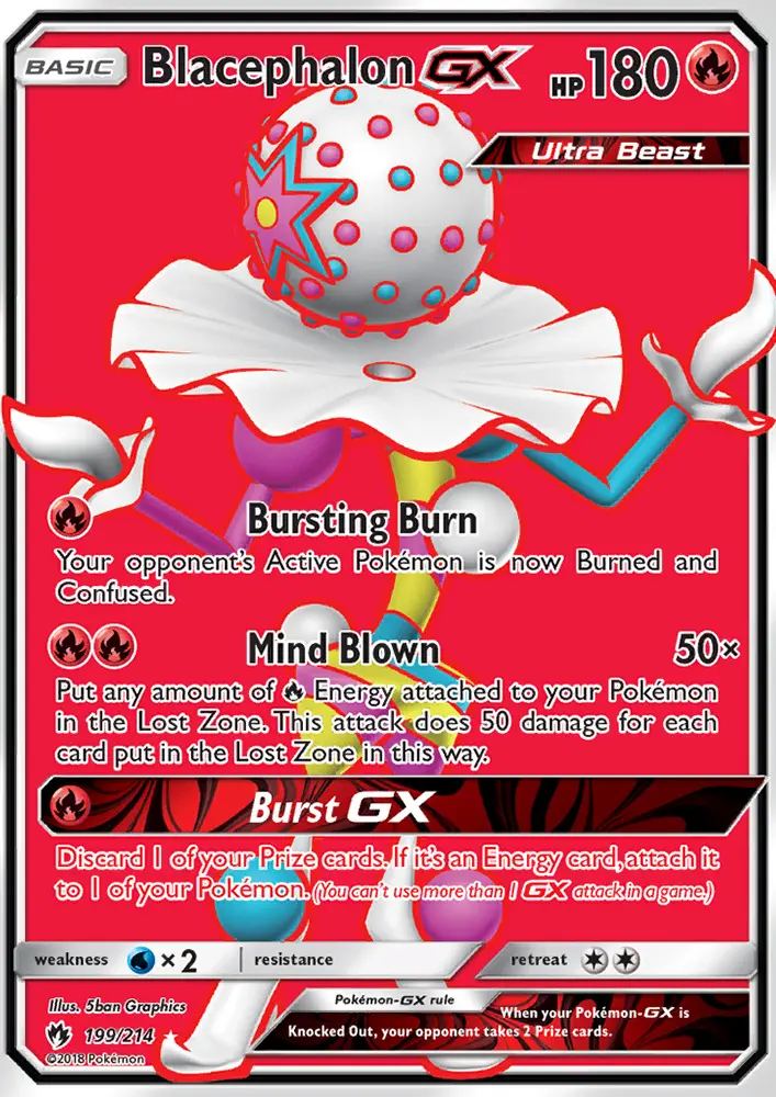 Blacephalon GX Ultra Rare Pokemon card #199 from Lost Thunder