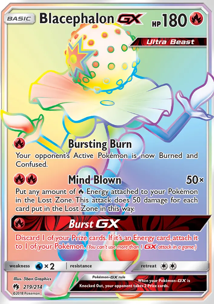Blacephalon GX Secret Rare Pokemon card #219 from Lost Thunder