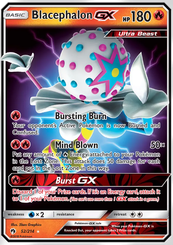 Blacephalon GX Ultra Rare Pokemon card #52 from Lost Thunder
