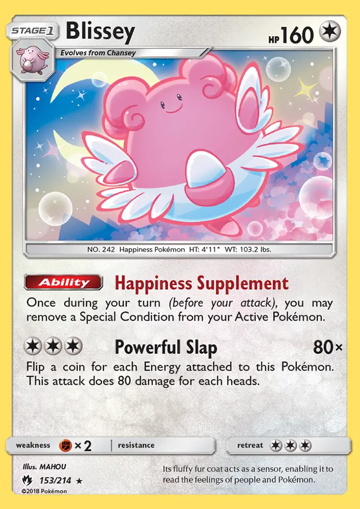 Blissey Rare Pokemon card #153 from Lost Thunder