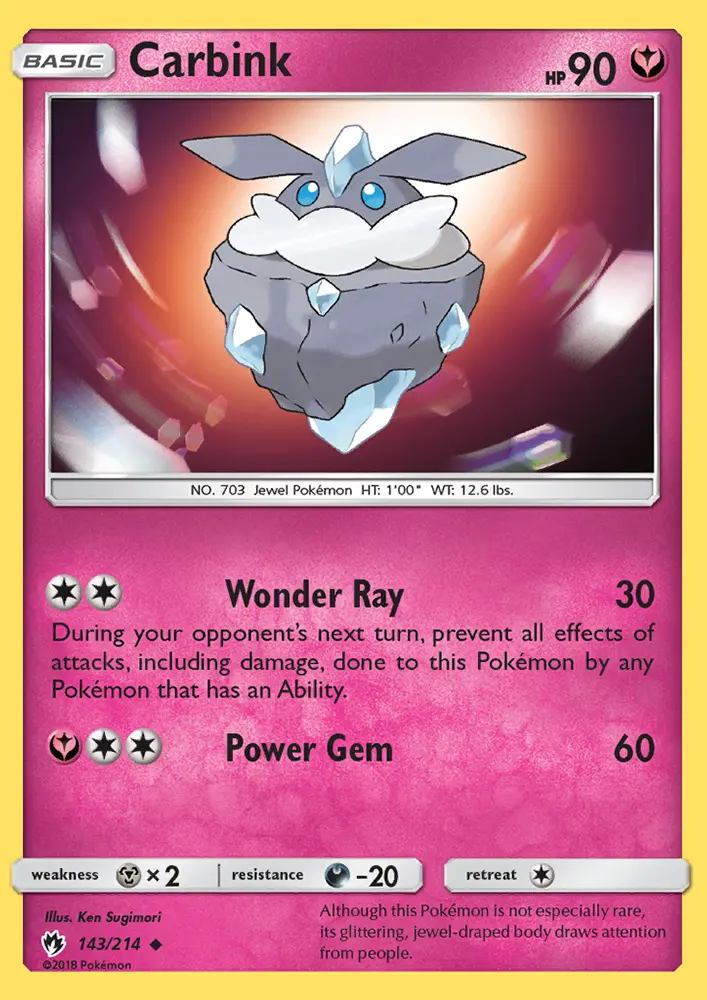 Carbink Uncommon Pokemon card #143 from Lost Thunder