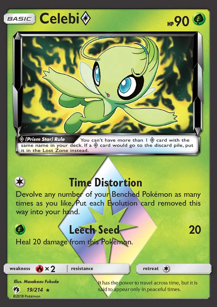 Celebi ◇ Rare Pokemon card #19 from Lost Thunder