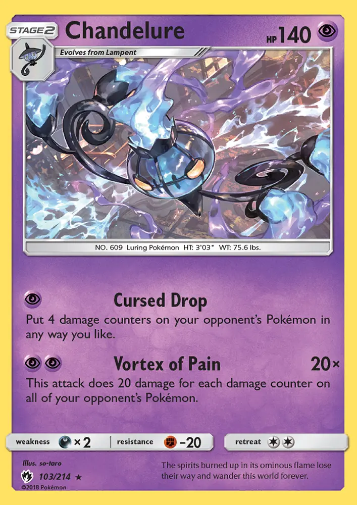 Chandelure Rare Pokemon card #103 from Lost Thunder