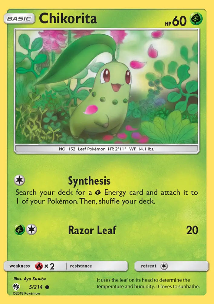 Chikorita Common Pokemon card #5 from Lost Thunder