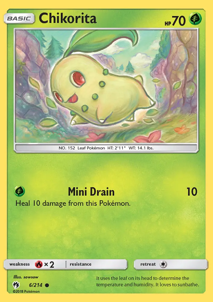 Chikorita Common Pokemon card #6 from Lost Thunder