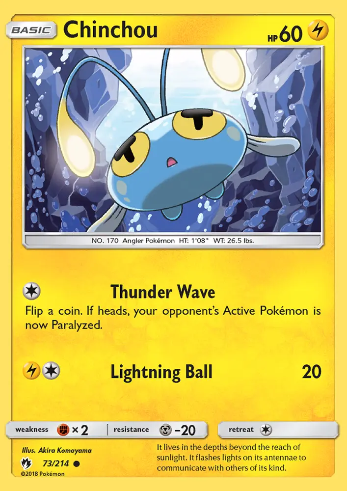 Chinchou Common Pokemon card #73 from Lost Thunder
