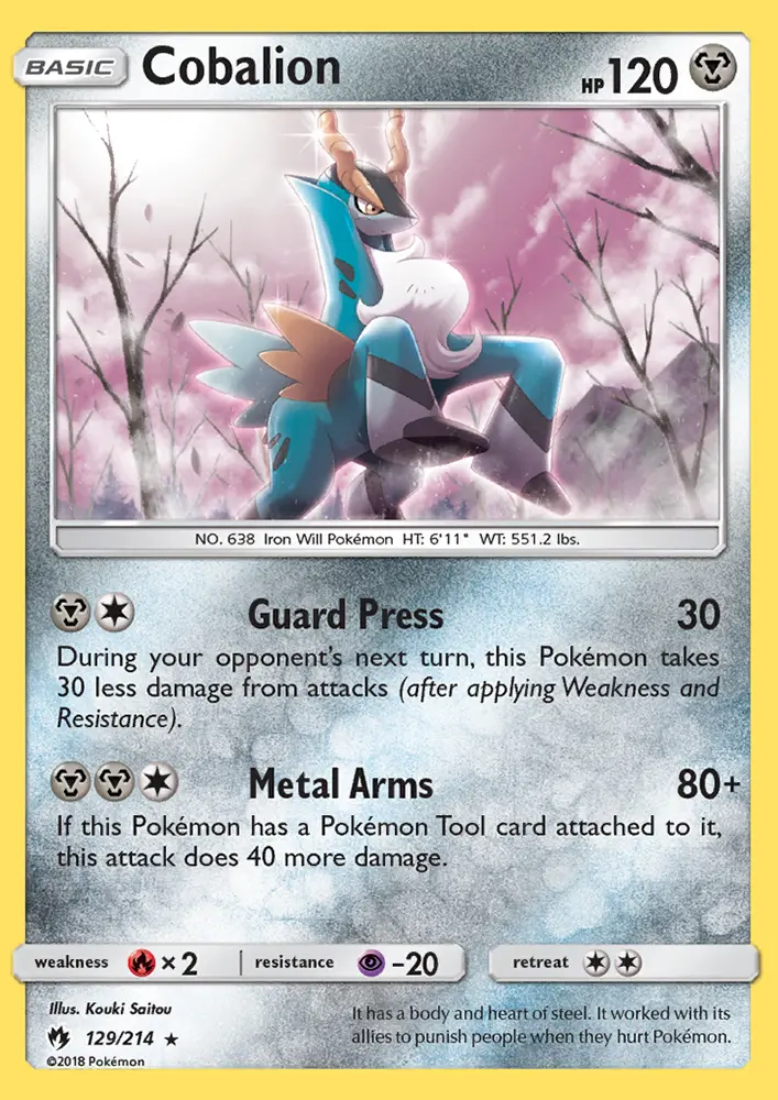 Cobalion Rare Pokemon card #129 from Lost Thunder