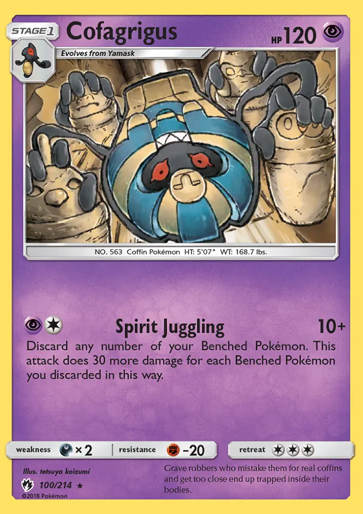 Cofagrigus Rare Pokemon card #100 from Lost Thunder