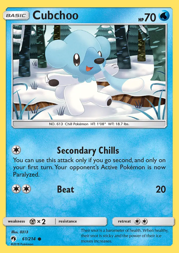 Cubchoo Common Pokemon card #61 from Lost Thunder