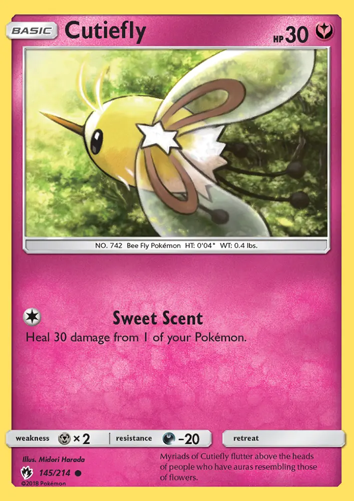 Cutiefly Common Pokemon card #145 from Lost Thunder