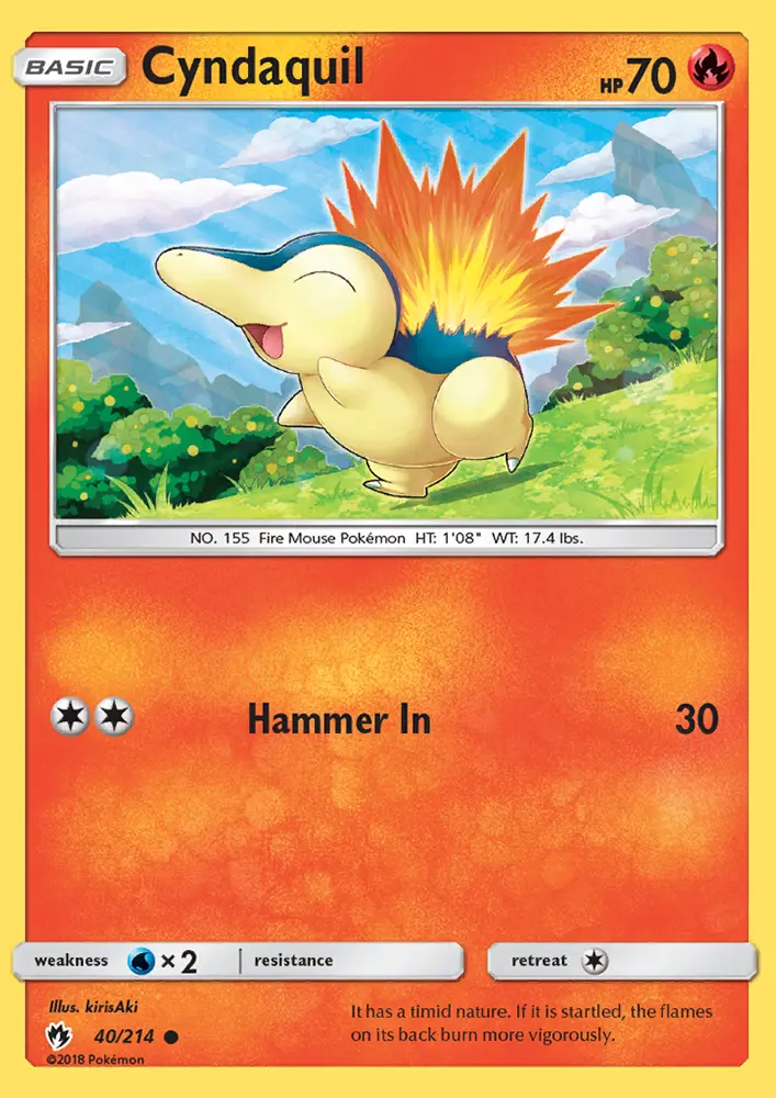 Cyndaquil Common Pokemon card #40 from Lost Thunder