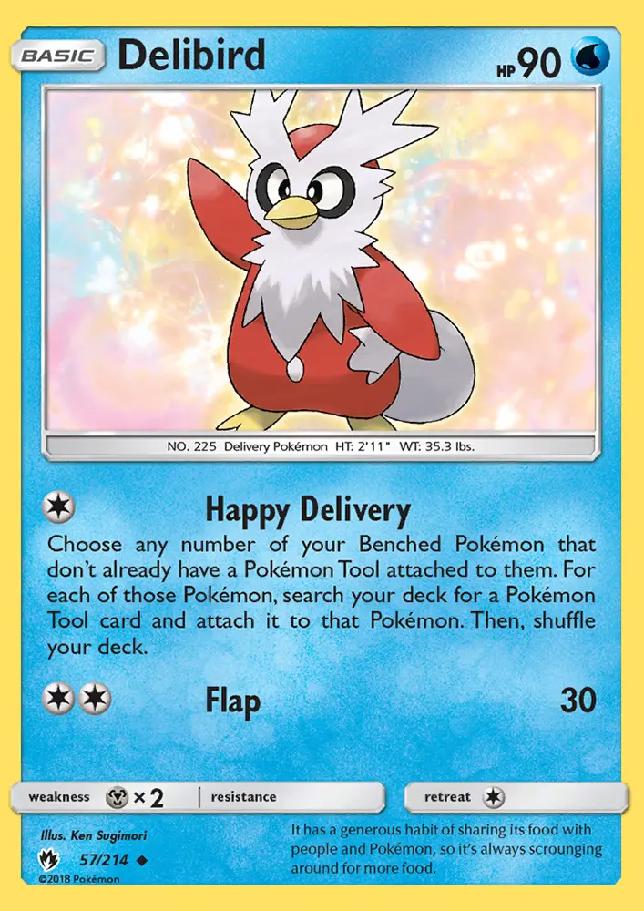 Delibird Uncommon Pokemon card #57 from Lost Thunder