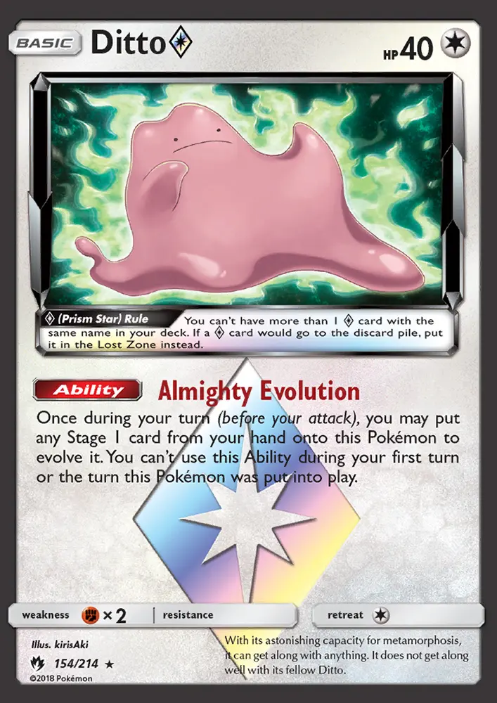 Ditto ◇ Rare Pokemon card #154 from Lost Thunder