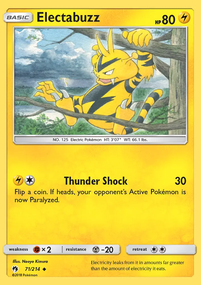 Electabuzz Uncommon Pokemon card #71 from Lost Thunder