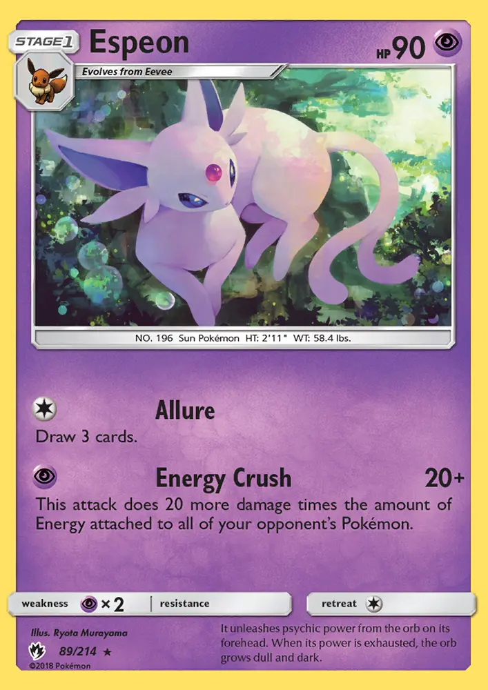 Espeon Rare Pokemon card #89 from Lost Thunder