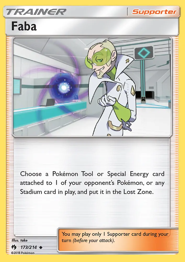 Faba Uncommon Pokemon card #173 from Lost Thunder