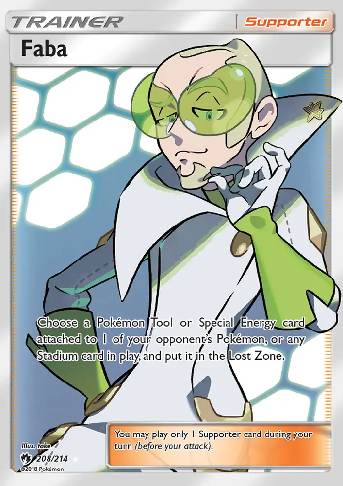Faba Ultra Rare Pokemon card #208 from Lost Thunder