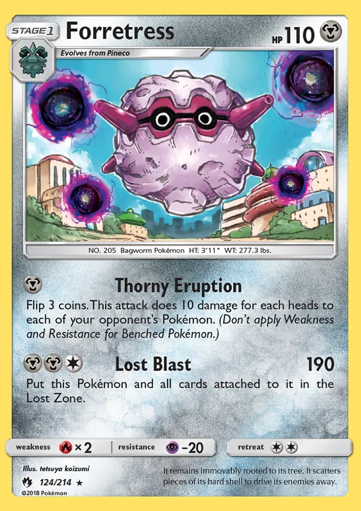 Forretress Rare Pokemon card #124 from Lost Thunder