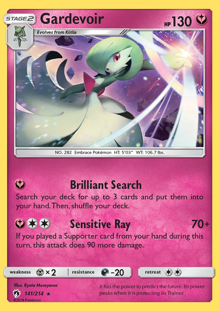 Gardevoir Rare Pokemon card #141 from Lost Thunder