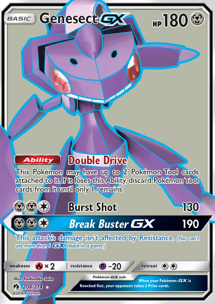 Genesect GX Ultra Rare Pokemon card #204 from Lost Thunder