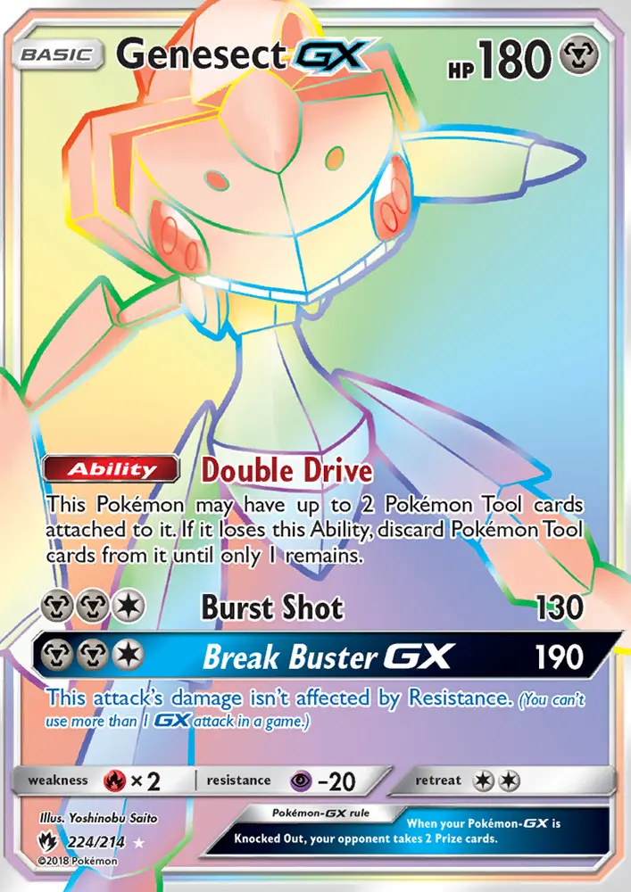Genesect GX Secret Rare Pokemon card #224 from Lost Thunder