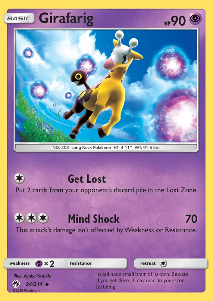 Girafarig Uncommon Pokemon card #94 from Lost Thunder