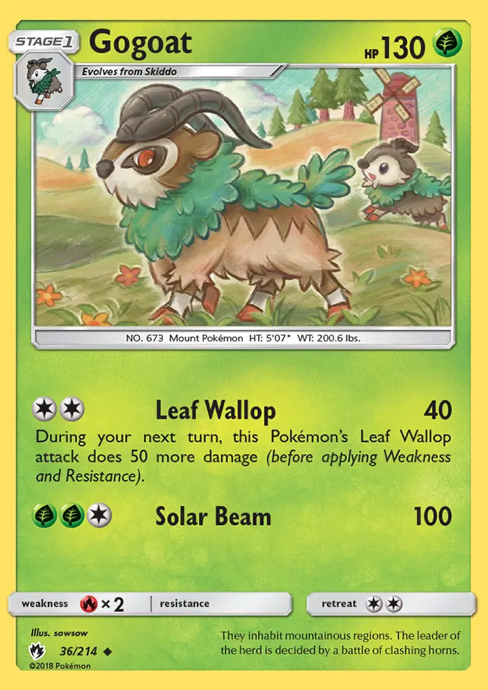 Gogoat Uncommon Pokemon card #36 from Lost Thunder