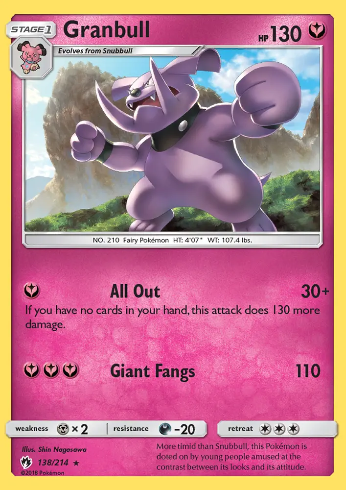 Granbull Rare Pokemon card #138 from Lost Thunder