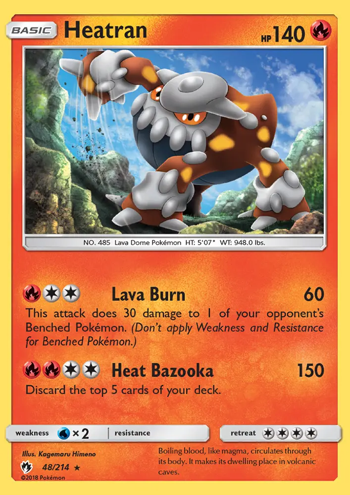 Heatran Rare Pokemon card #48 from Lost Thunder