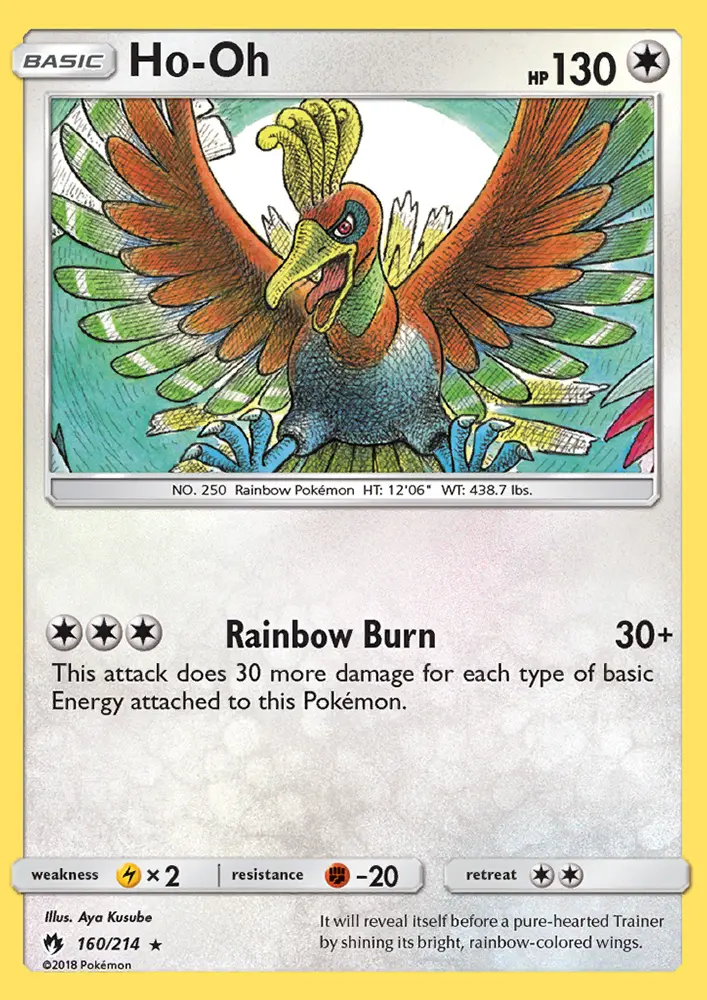 Ho-Oh Rare Pokemon card #160 from Lost Thunder