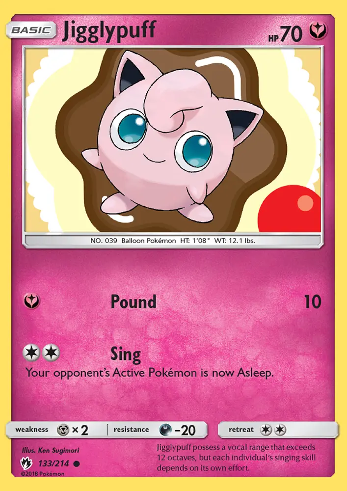 Jigglypuff Common Pokemon card #133 from Lost Thunder