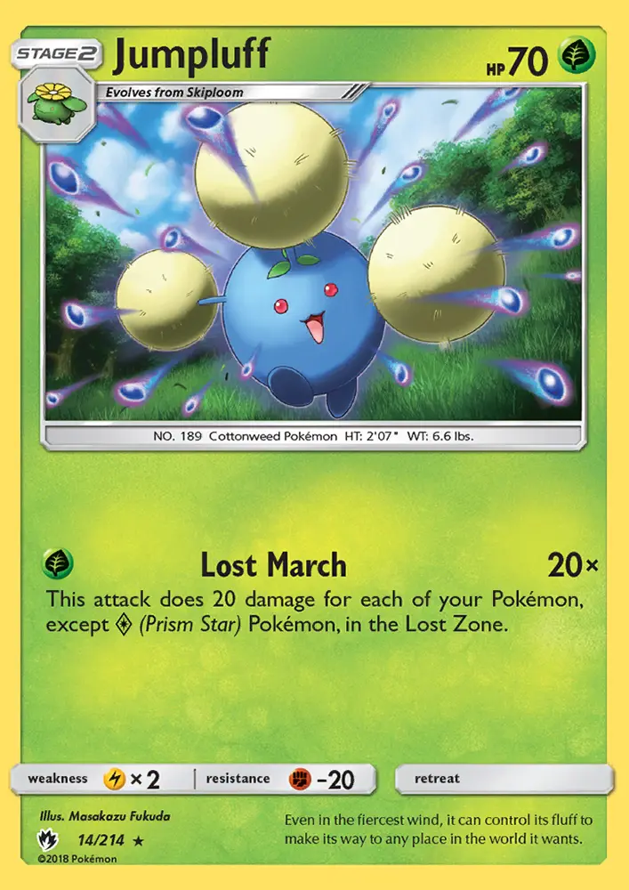 Jumpluff Rare Pokemon card #14 from Lost Thunder