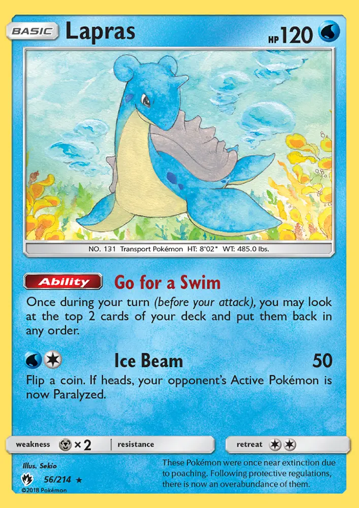 Lapras Rare Pokemon card #56 from Lost Thunder