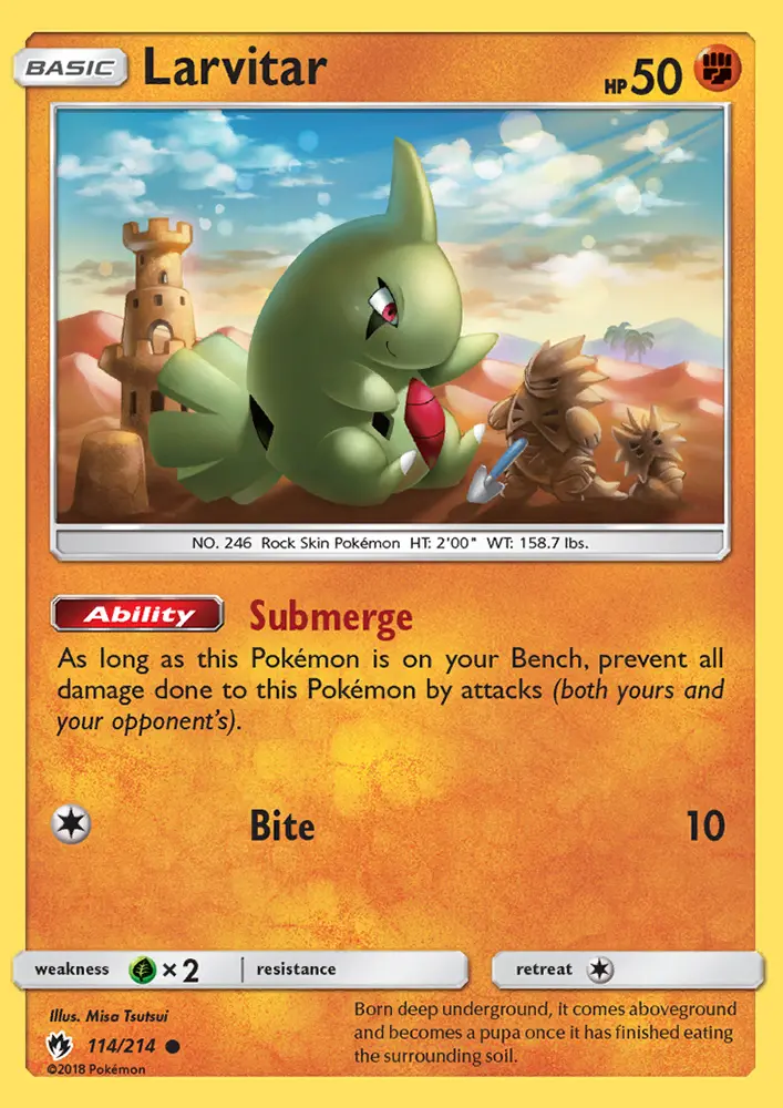 Larvitar Common Pokemon card #114 from Lost Thunder