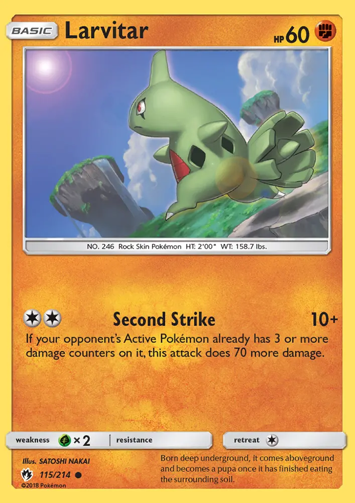 Larvitar Common Pokemon card #115 from Lost Thunder