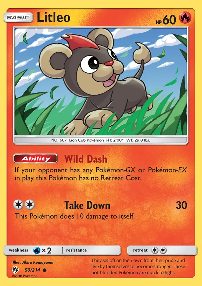 Litleo Common Pokemon card #50 from Lost Thunder