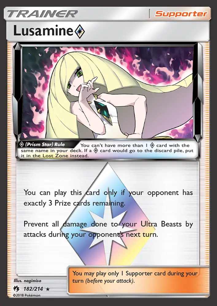 Lusamine ◇ Rare Pokemon card #182 from Lost Thunder