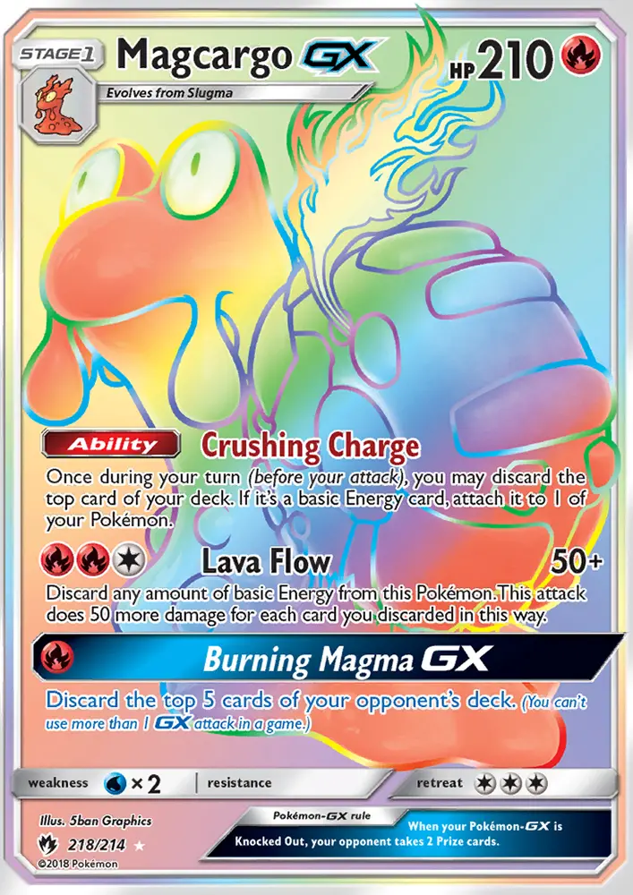 Magcargo GX Secret Rare Pokemon card #218 from Lost Thunder