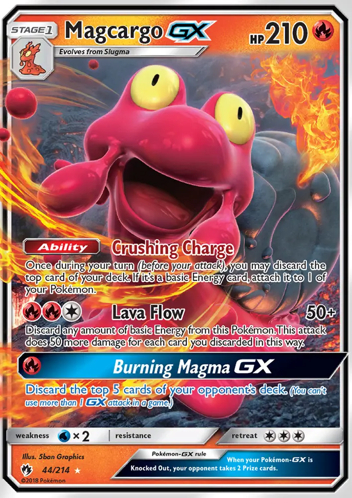 Magcargo GX Ultra Rare Pokemon card #44 from Lost Thunder