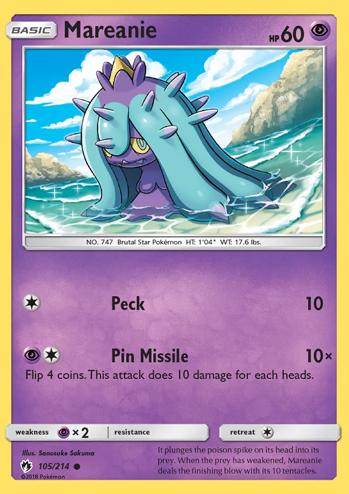 Mareanie Common Pokemon card #105 from Lost Thunder