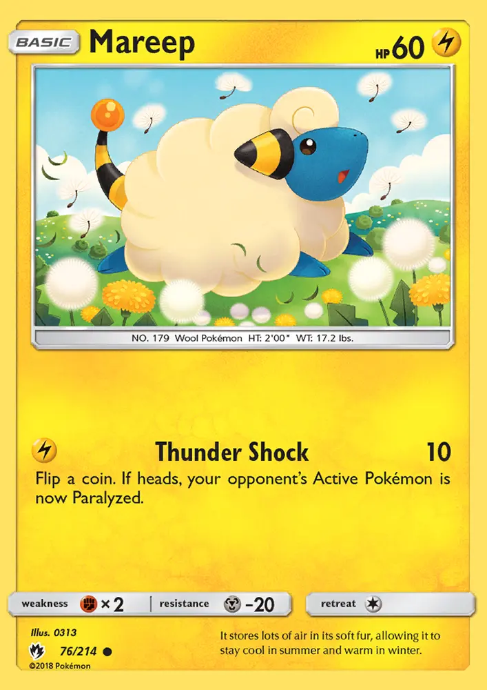 Mareep Common Pokemon card #76 from Lost Thunder
