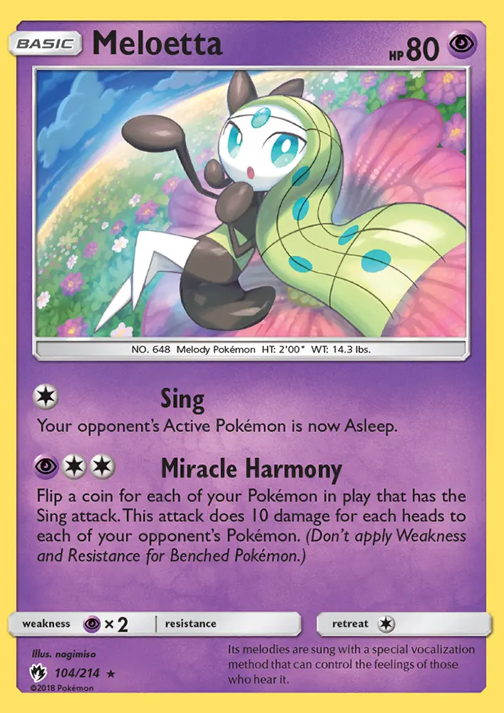 Meloetta Rare Pokemon card #104 from Lost Thunder