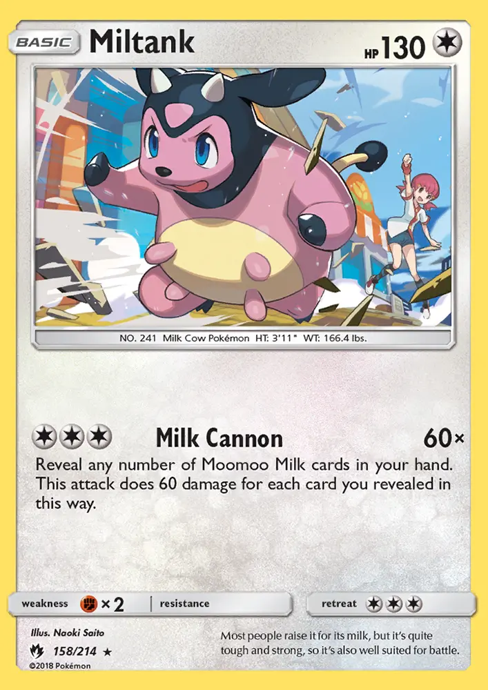 Miltank Rare Pokemon card #158 from Lost Thunder