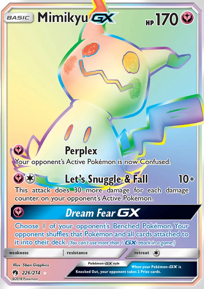 Mimikyu GX Secret Rare Pokemon card #226 from Lost Thunder